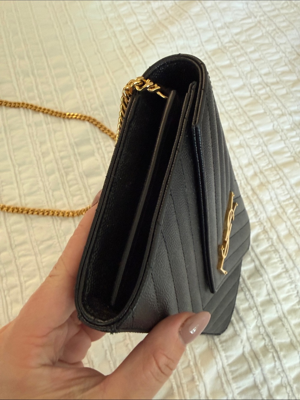 Saint Laurent Black Quilted Leather Crossbody with Gold YSL Hardware - Picture 4 of 8